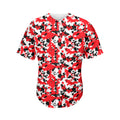 Red White And Black Digital Camo Print Men's Baseball Jersey