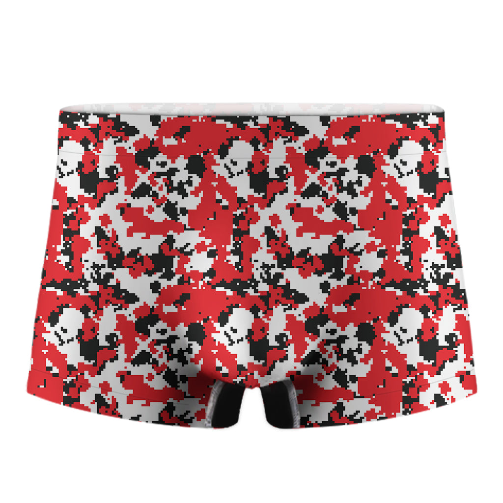 Red White And Black Digital Camo Print Men's Boxer Briefs
