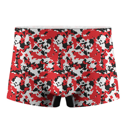 Red White And Black Digital Camo Print Men's Boxer Briefs