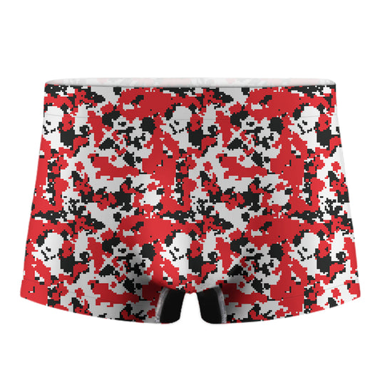 Red White And Black Digital Camo Print Men's Boxer Briefs