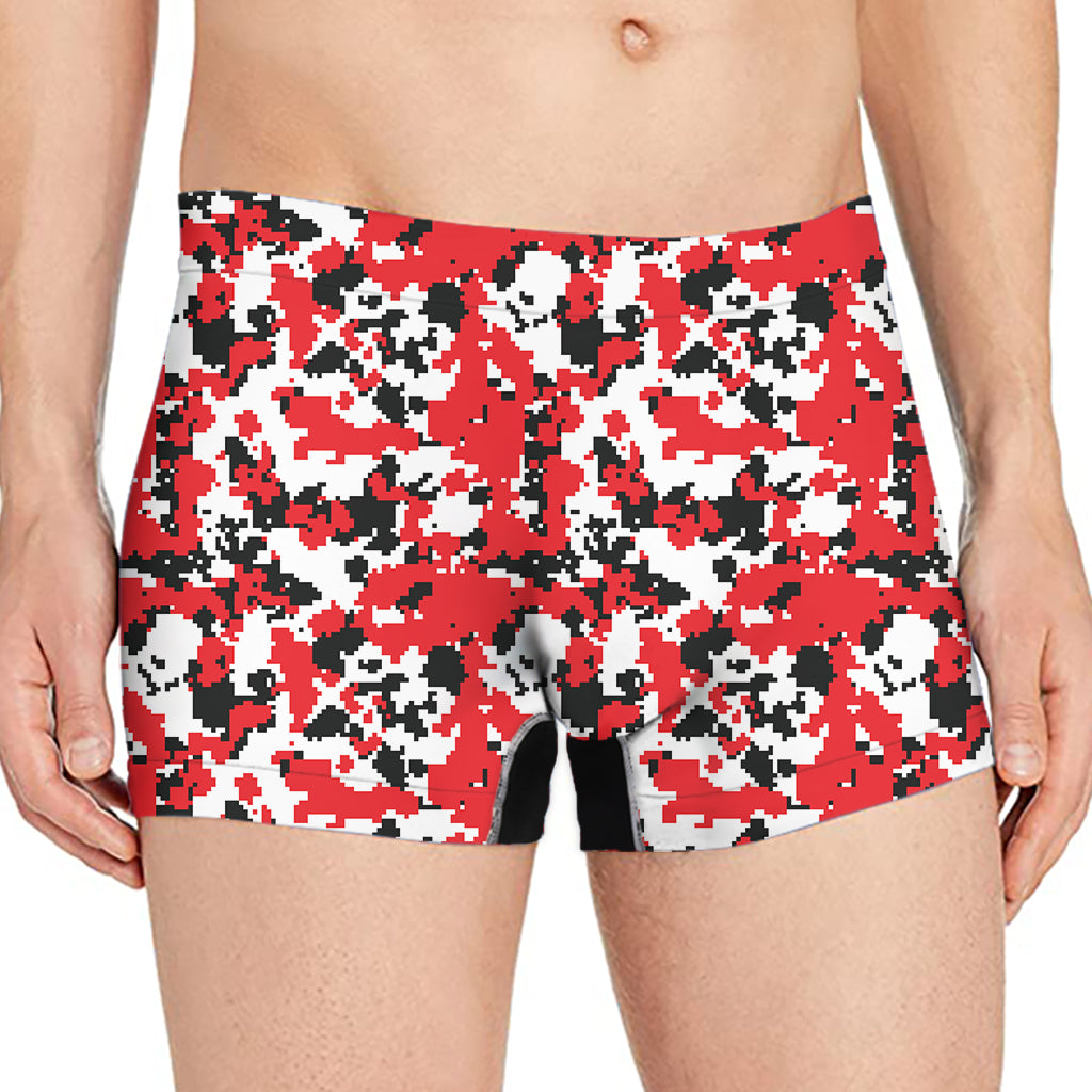 Red White And Black Digital Camo Print Men's Boxer Briefs