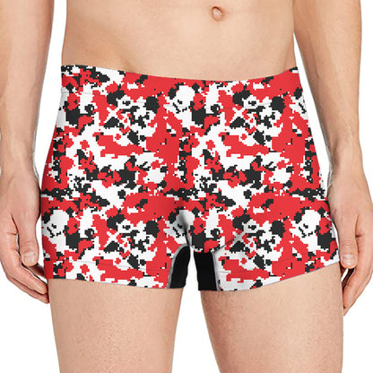 Red White And Black Digital Camo Print Men's Boxer Briefs