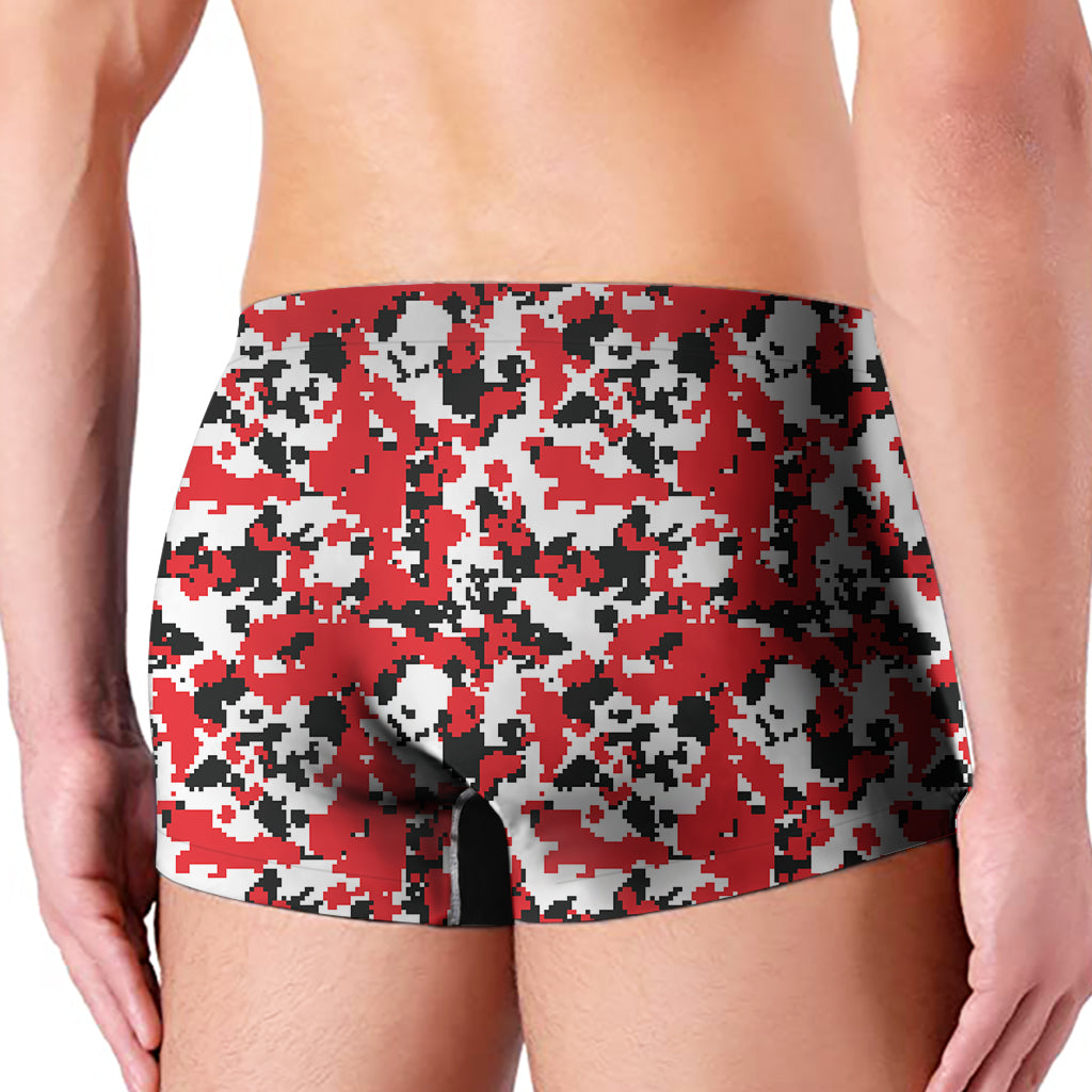 Red White And Black Digital Camo Print Men's Boxer Briefs