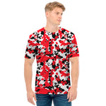 Red White And Black Digital Camo Print Men's T-Shirt
