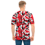 Red White And Black Digital Camo Print Men's T-Shirt