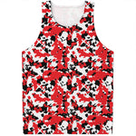 Red White And Black Digital Camo Print Men's Tank Top