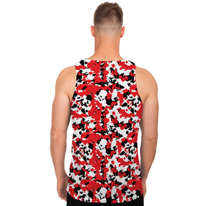 Red White And Black Digital Camo Print Men's Tank Top