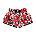 Red White And Black Digital Camo Print Muay Thai Boxing Shorts
