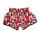 Red White And Black Digital Camo Print Muay Thai Boxing Shorts