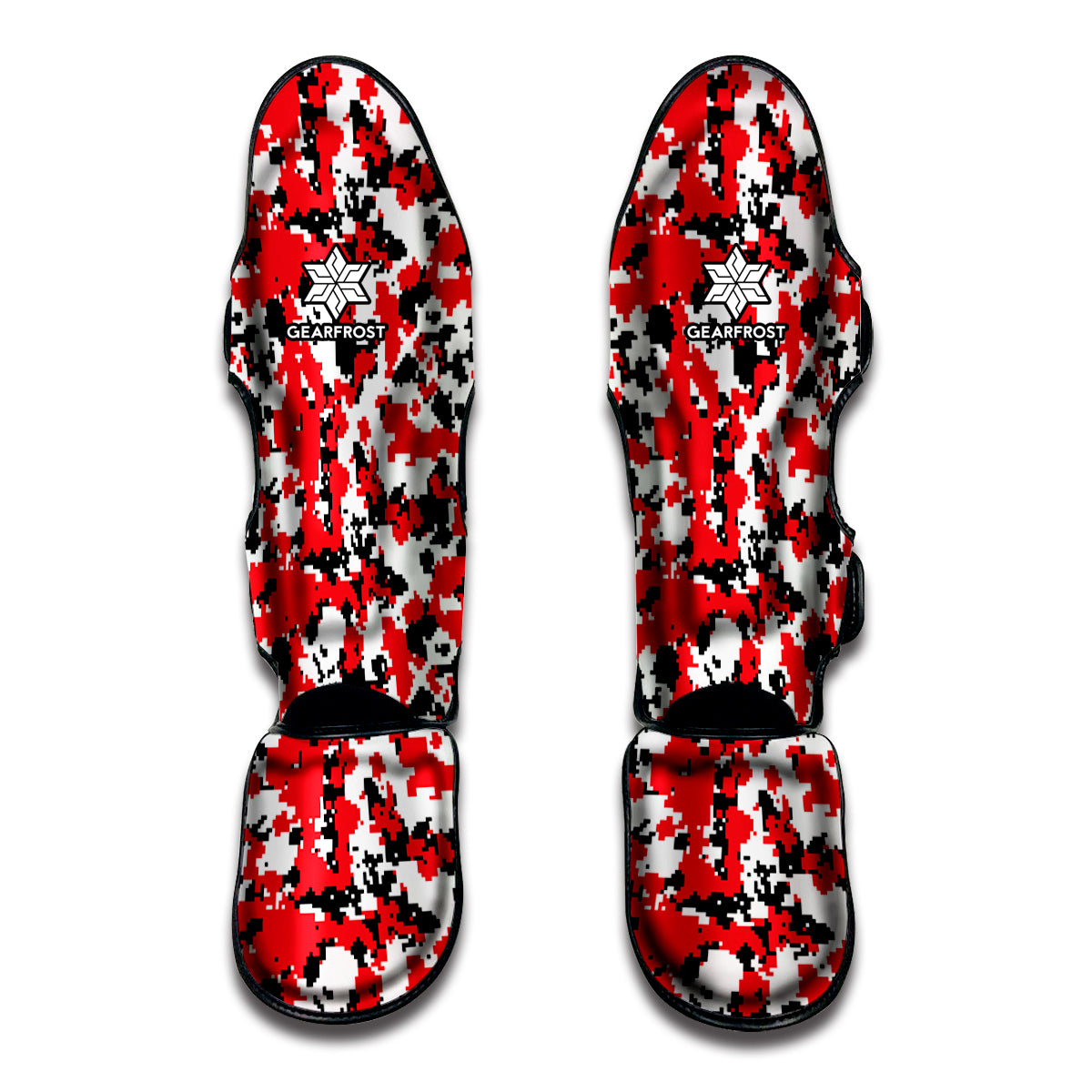 Red White And Black Digital Camo Print Muay Thai Shin Guard