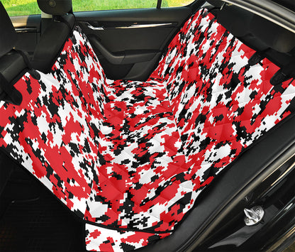 Red White And Black Digital Camo Print Pet Car Back Seat Cover