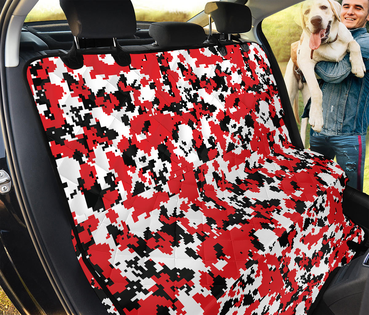 Red White And Black Digital Camo Print Pet Car Back Seat Cover