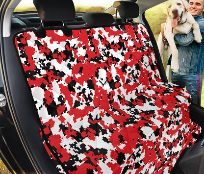 Red White And Black Digital Camo Print Pet Car Back Seat Cover