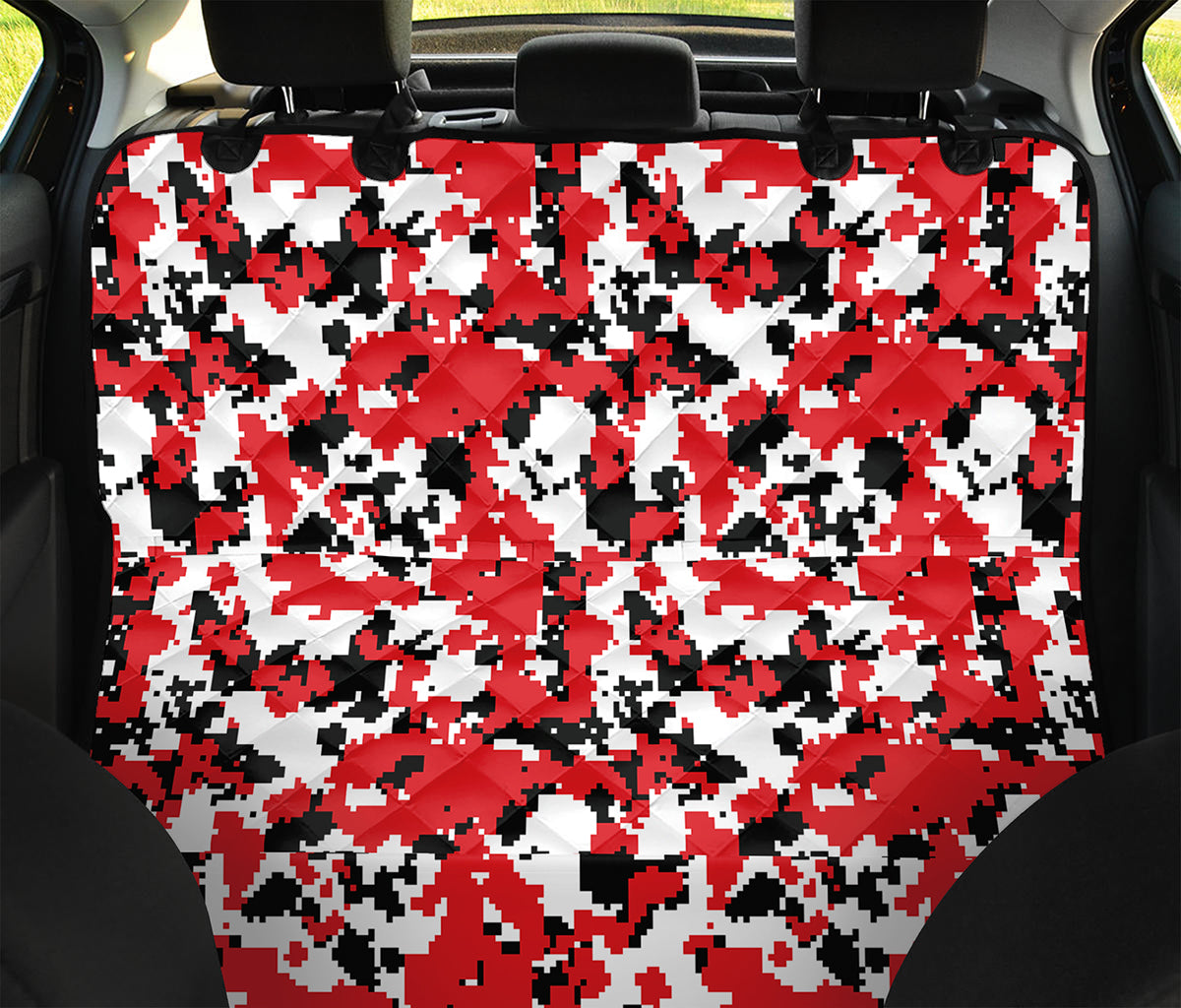 Red White And Black Digital Camo Print Pet Car Back Seat Cover