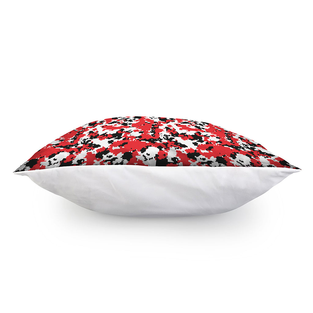 Red White And Black Digital Camo Print Pillow Cover
