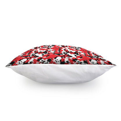 Red White And Black Digital Camo Print Pillow Cover