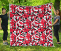 Red White And Black Digital Camo Print Quilt