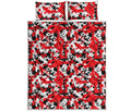Red White And Black Digital Camo Print Quilt Bed Set