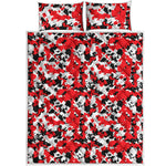 Red White And Black Digital Camo Print Quilt Bed Set
