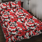 Red White And Black Digital Camo Print Quilt Bed Set