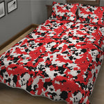 Red White And Black Digital Camo Print Quilt Bed Set