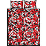 Red White And Black Digital Camo Print Quilt Bed Set