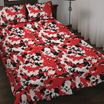 Red White And Black Digital Camo Print Quilt Bed Set