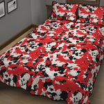 Red White And Black Digital Camo Print Quilt Bed Set