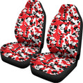 Red White And Black Digital Camo Print Universal Fit Car Seat Covers