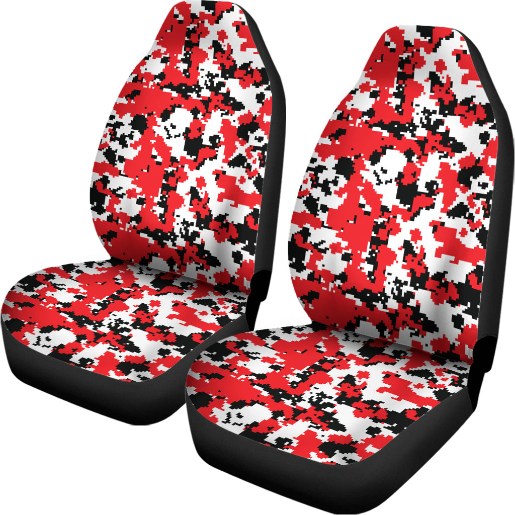 Red White And Black Digital Camo Print Universal Fit Car Seat Covers