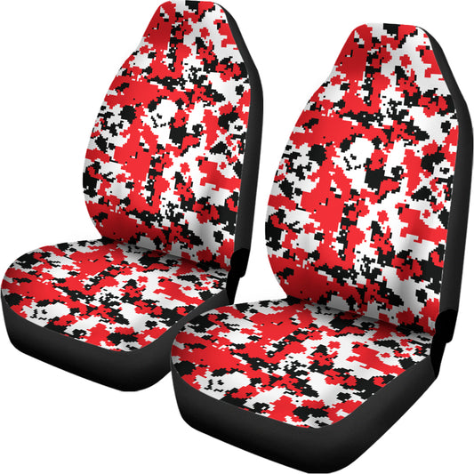 Red White And Black Digital Camo Print Universal Fit Car Seat Covers