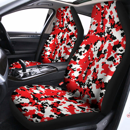 Red White And Black Digital Camo Print Universal Fit Car Seat Covers