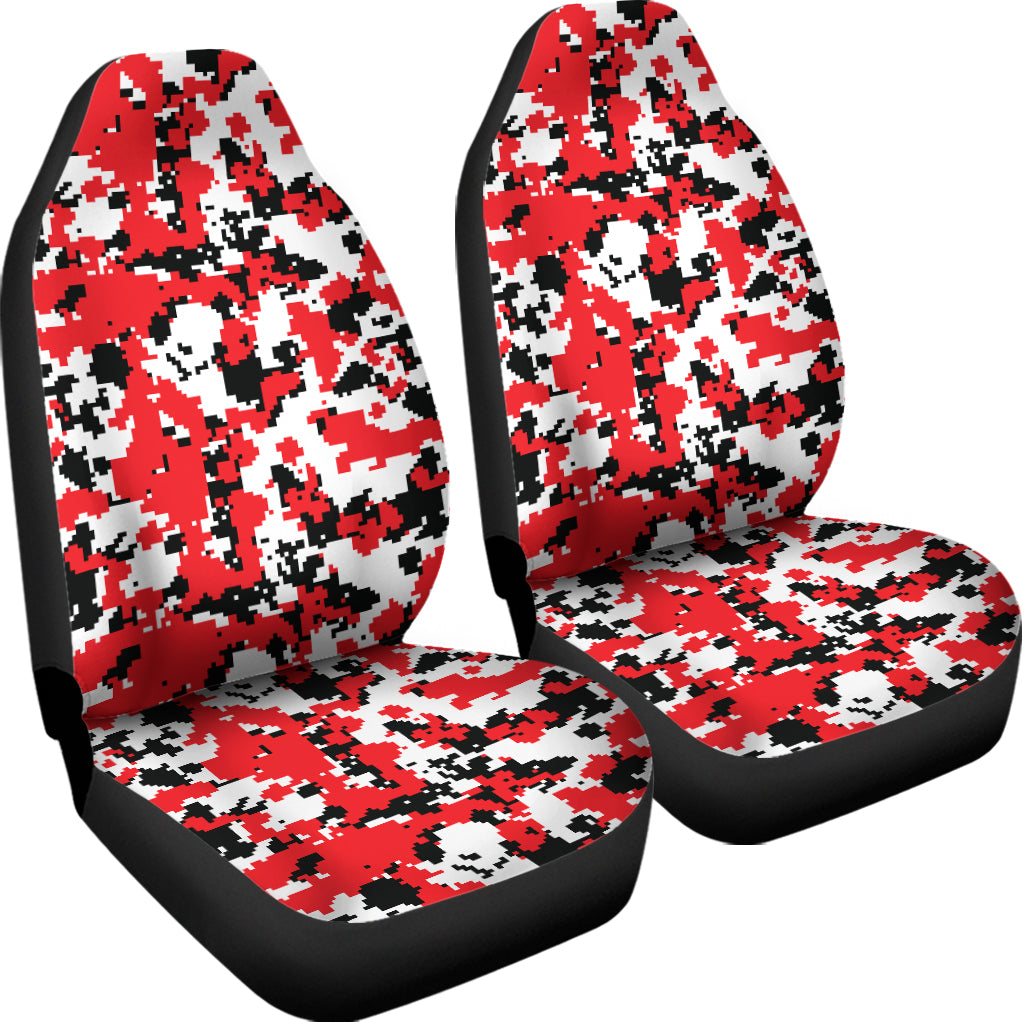 Red White And Black Digital Camo Print Universal Fit Car Seat Covers