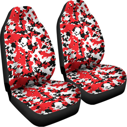 Red White And Black Digital Camo Print Universal Fit Car Seat Covers