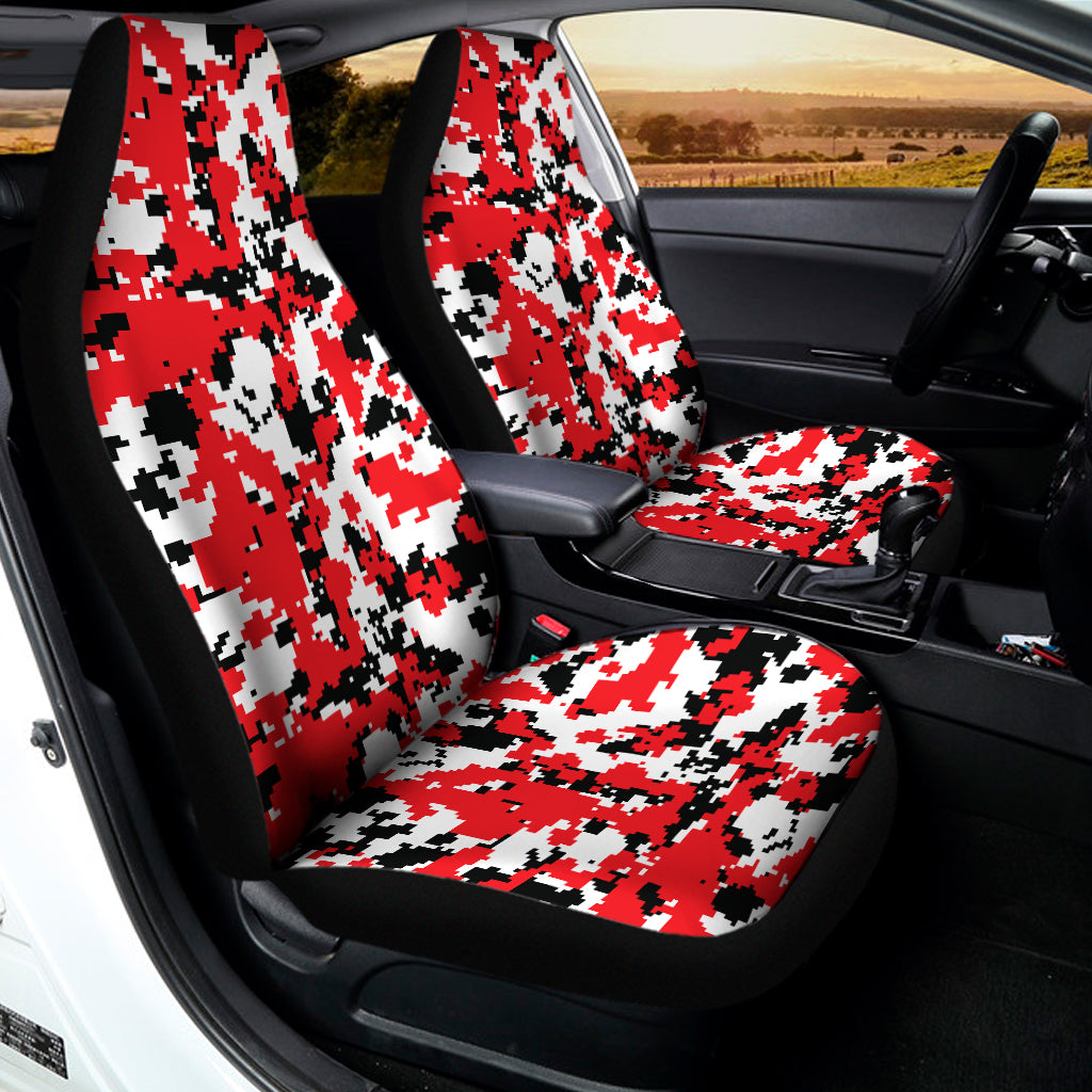 Red White And Black Digital Camo Print Universal Fit Car Seat Covers