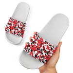 Red White And Black Digital Camo Print White Slide Sandals
