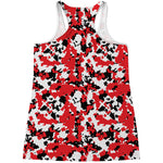 Red White And Black Digital Camo Print Women's Racerback Tank Top