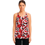 Red White And Black Digital Camo Print Women's Racerback Tank Top
