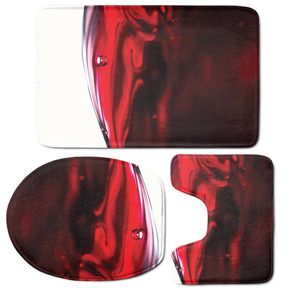 Red Wine Print 3 Piece Bath Mat Set