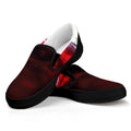 Red Wine Print Black Slip On Sneakers