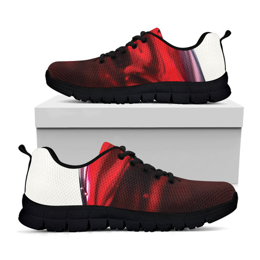 Red Wine Print Black Sneakers