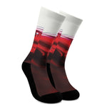 Red Wine Print Crew Socks