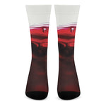 Red Wine Print Crew Socks