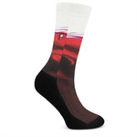 Red Wine Print Crew Socks
