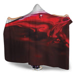 Red Wine Print Hooded Blanket