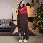 Red Wine Print Hooded Blanket