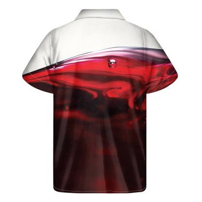 Red Wine Print Men's Short Sleeve Shirt