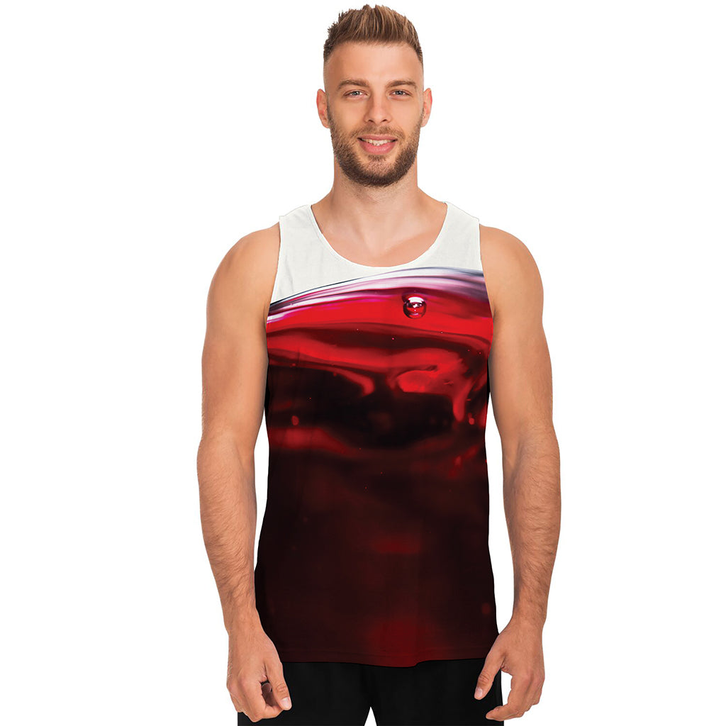 Red Wine Print Men's Tank Top