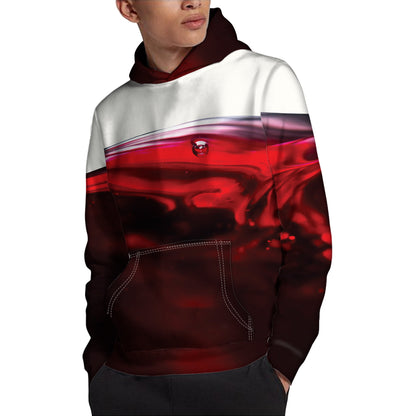 Red Wine Print Pullover Hoodie