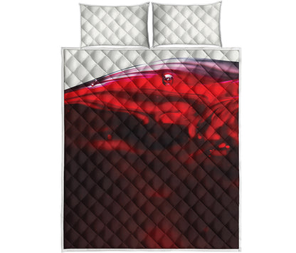 Red Wine Print Quilt Bed Set
